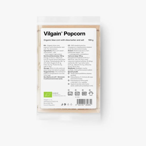 Vilgain Popcorn do mikrovlnky BIO ⁠- bambucké⁠ máslo -100 g
